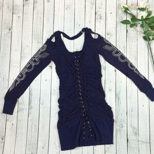 NWT ⚡️Revolve✨Salvage Blue Moon 🌙 Cold Shoulder Lace-Up Dress - Size Medium 💙